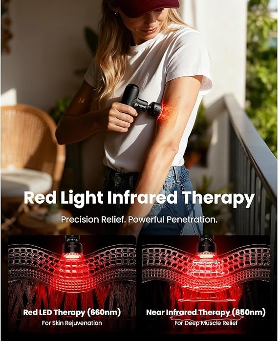 BOB AND BRAD Q2 Ultra Mini Massage Gun with Red Light Infrared Heating Head, Pocket-Sized Deep Tissue Massager for Muscle Therapy, HSA Portable Percussion Massage Gun for Pain Relief FSA Eligible - Image 5