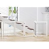 PAWLAND Extra Wide Dog gate for The House, Doorway, Stairs, Dog Fences Indoor, Freestanding Foldable Wooden Pet Gates for Dogs, Set of Support Feet Included, 96 in Wide 30 in Tall, 4 Panels White - Image 4