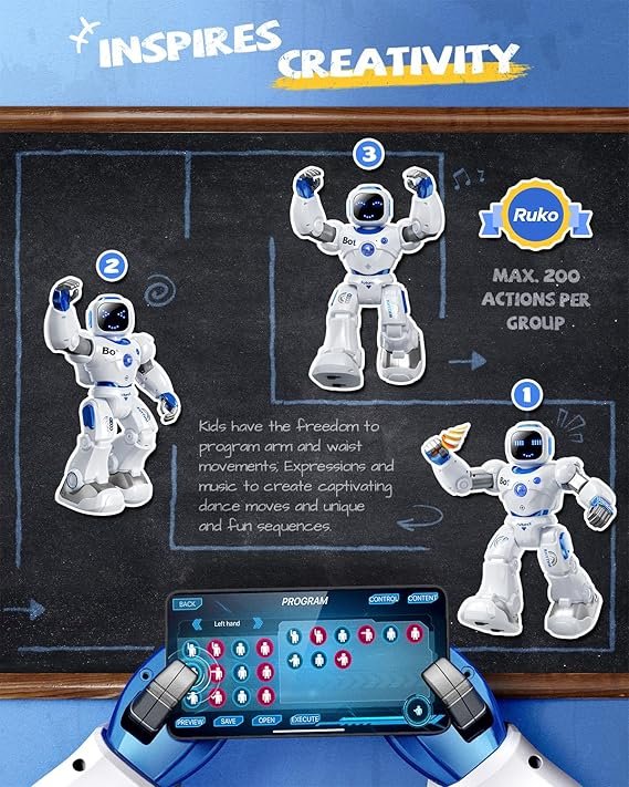 Ruko 1088 Smart Robots for Kids, Large Programmable Interactive RC Robot with Voice Control, APP Control, Present for 4 5 6 7 8 9 Years Old Kids Boys and Girls - Image 3