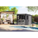 Suncast Cabana Entertainment Shed 8 ft. x 7 ft. Resin Standard Pent Storage Shed with Floor Kit - Image 2