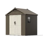Kick-it 8x8 Plastic Storage Shed with Floor, Brown