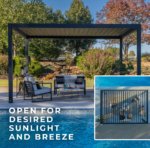 Sarasota 16’x10′ Galvanized Steel Louvered Pergola - Image 4