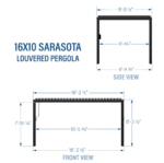 Sarasota 16’x10′ Galvanized Steel Louvered Pergola - Image 5