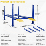 8500lbs 4-Post Car Lift with Caster Kits – PLA-1030 - Image 8