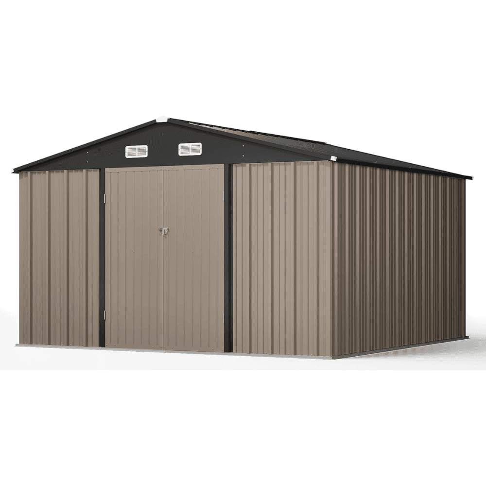 iben-product-224-image-1.png 10 ft. W x 10 ft. D Outdoor Metal Storage Shed in Gray (100 sq. ft.) - Image 1