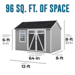 Coronado 12-ft x 8-ft Gable Style Wood Outdoor Storage Shed with Windows and Doors - Image 4