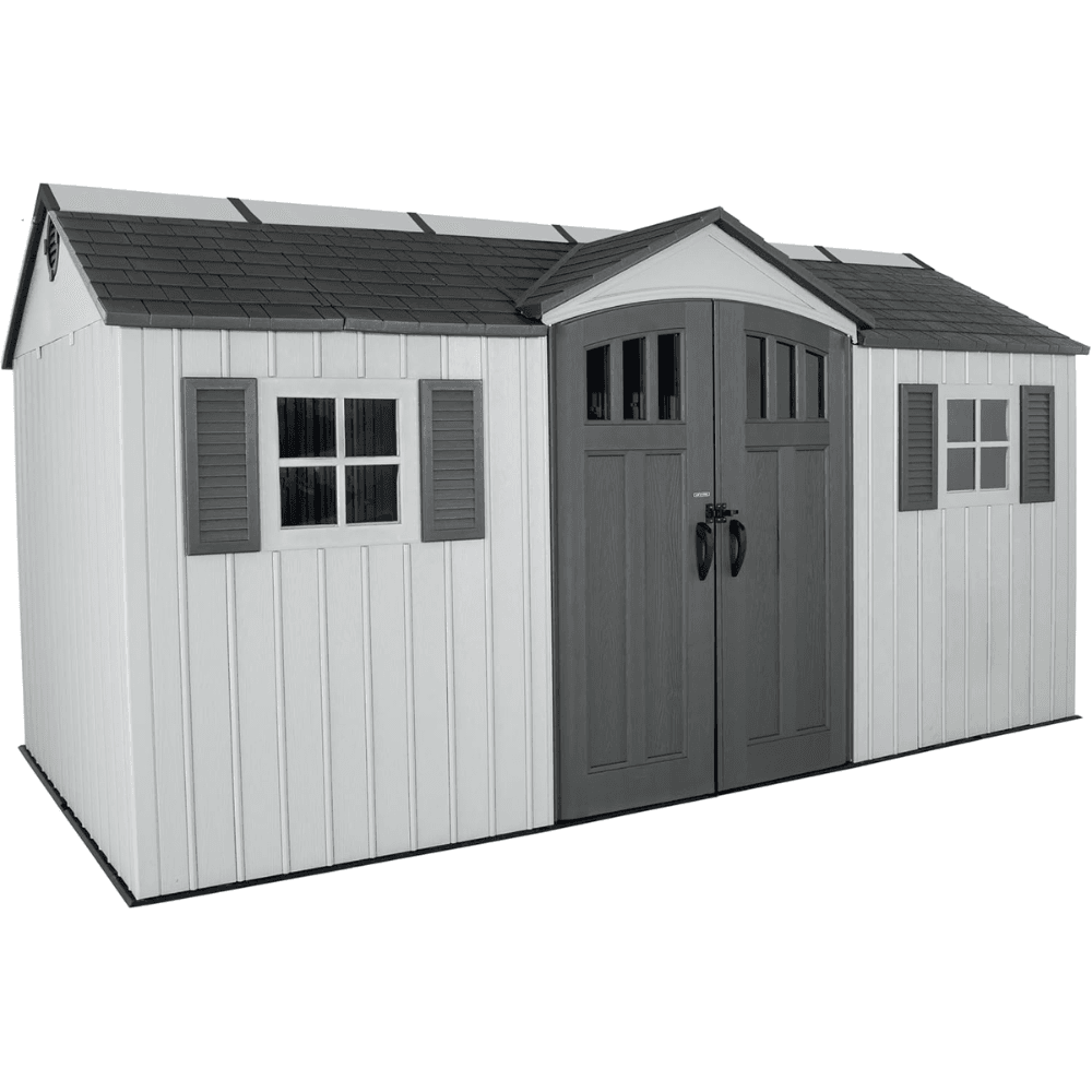 iben-product-249-image-1.png 15′ x 8′ Dual Entry Outdoor Storage Shed, Gray - Image 1