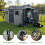 15′ x 8′ Dual Entry Outdoor Storage Shed, Gray - Image 2