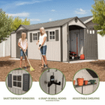 8′ x 17.5′ Outdoor Storage Shed Dual Entry, Tan - Image 7