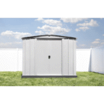 Newport 8 ft. W x 6 ft. D 2-Tone Eggshell and Coffee Galvanized Metal Shed with Sliding Lockable Doors (43 sq. ft.) - Image 2