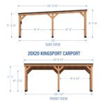 Kingsport 20′ x 20′ Cedar Wood Carport with Steel Roof - Image 12