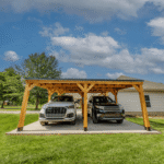 Kingsport 20′ x 20′ Cedar Wood Carport with Steel Roof - Image 13
