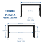 Trenton 4.9m x 3.7m Modern Steel Pergola - Image 13