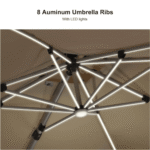 Double Top Deluxe Solar Powered LED Square Patio Umbrella - Image 4