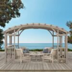 Bellucci 10 x 14 ft. Light Grey Outdoor Cedar Wood Framed Arched Pergola - Image 2