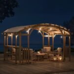 Bellucci 10 x 14 ft. Light Grey Outdoor Cedar Wood Framed Arched Pergola - Image 5