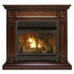 Dual Fuel Ventless Gas Fireplace With Mantel – 32,000 BTU, T-Stat. Control, Auburn Cherry Finish