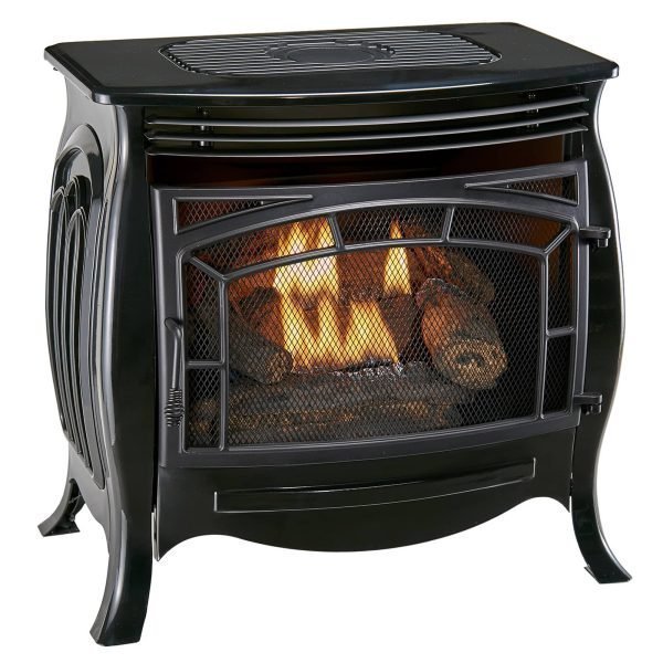 Dual Fuel Ventless Gas Stove – 26,000 BTU, Remote Control, Gloss Black Finish