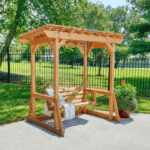 Callahan Cedar Wood Outdoor Pergola Swing Bench - Image 6