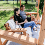 Callahan Cedar Wood Outdoor Pergola Swing Bench - Image 7