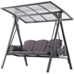 3-seat Outdoor Patio Porch Swing Adjustable Backrest, Cushions and Pillow Included - Image 8