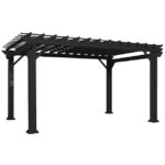 Stratford 14 Ft. X 10 Ft. Black Steel Traditional Pergola with Sail Shade Soft Canopy - Image 3