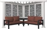 Ridgedale 8 Ft. X 8 Ft. White Steel Modern Cabana Pergola with Conversation Seating in Pumice - Image 2