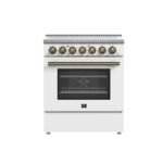 FORNO Espresso Paolo 30″ 4.38 cu. ft. Freestanding Electric Range in White with Antique Brass Handles, FFSEL6011-30WHT