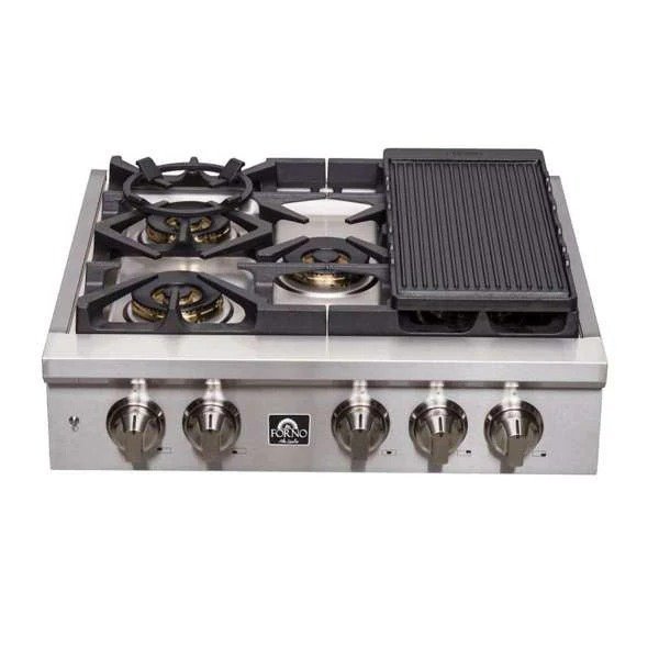 FORNO Spezia 30″ Gas Rangetop with 5 Sealed Burners in Stainless Steel, FCTGS5751-30