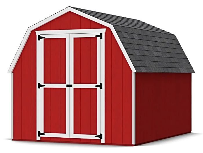 little-cottage-value-gambrel-main-8x10-VGB-4-PC.jpg Little Cottage Co. 8x10 Value Gambrel Barn Kit w/ 4' Sidewall - Image 1