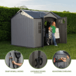 Lifetime 10′ x 8′ Outdoor Storage Shed, Gray - Image 5