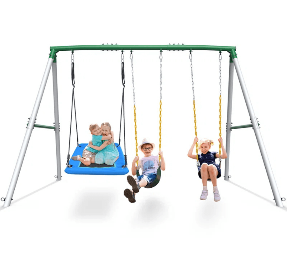 ltm-product-69-image-1.png 660lbs Heavy Duty Swing Set With 1 Platform Swing, 2 Belt Swings - Image 1