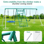 Swing Sets with Saucer Swing,Belt Swing,Trapeze Bar,Climbing Rope,Climbing Ladder - Image 2