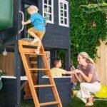 KidKraft Cozy Escape Outdoor Play Tower, Tube Slide, Wooden Climbing Frame - Image 2