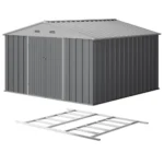 Patiowell 10x10 Metal Storage Shed with Floor Frame, Gray
