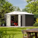 Patiowell 10x8 Metal Shed with Floor, Gray - Image 2