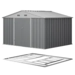 Patiowell 10x8 Metal Shed with Floor, Gray