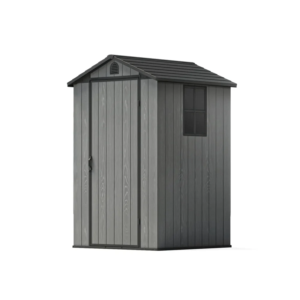 patiowell-4x4-plastic-shed-main-min.webp Patiowell Fit-it 4x4 Plastic Storage Garden Shed, Dark Gray - Image 1