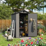 Patiowell Fit-it 4x4 Plastic Storage Garden Shed, Dark Gray - Image 2