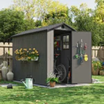 Patiowell 4x8 Plastic Storage Shed, Dark Gray - Image 2